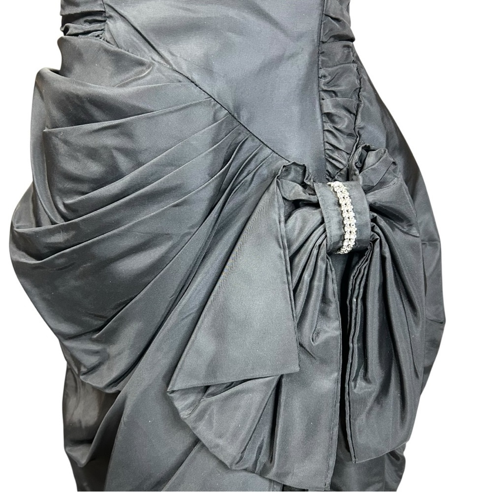 Y2K Steppin Out Taffeta Dress 7 Strapless Wiggle Formal Retro Rhinestones - Picture 8 of 13